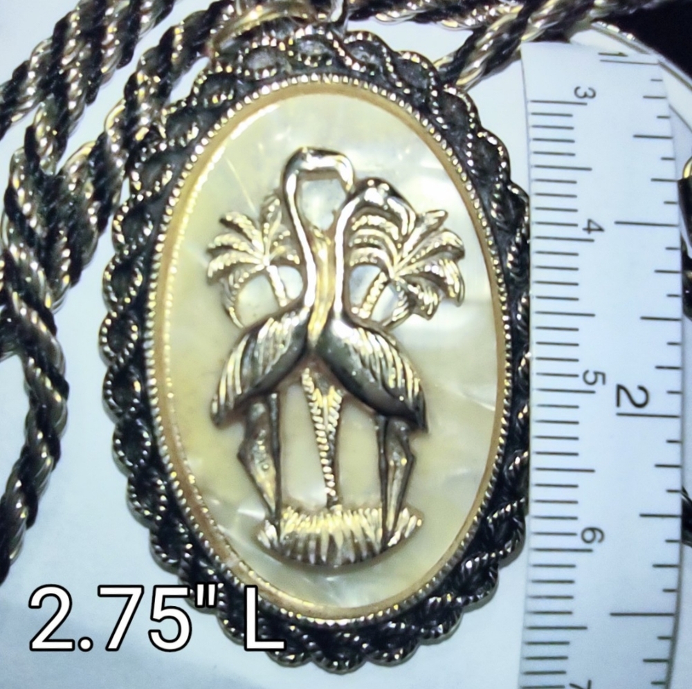 Flamingos in the Palms Oval Pendant & Chain - Picture 6 of 7